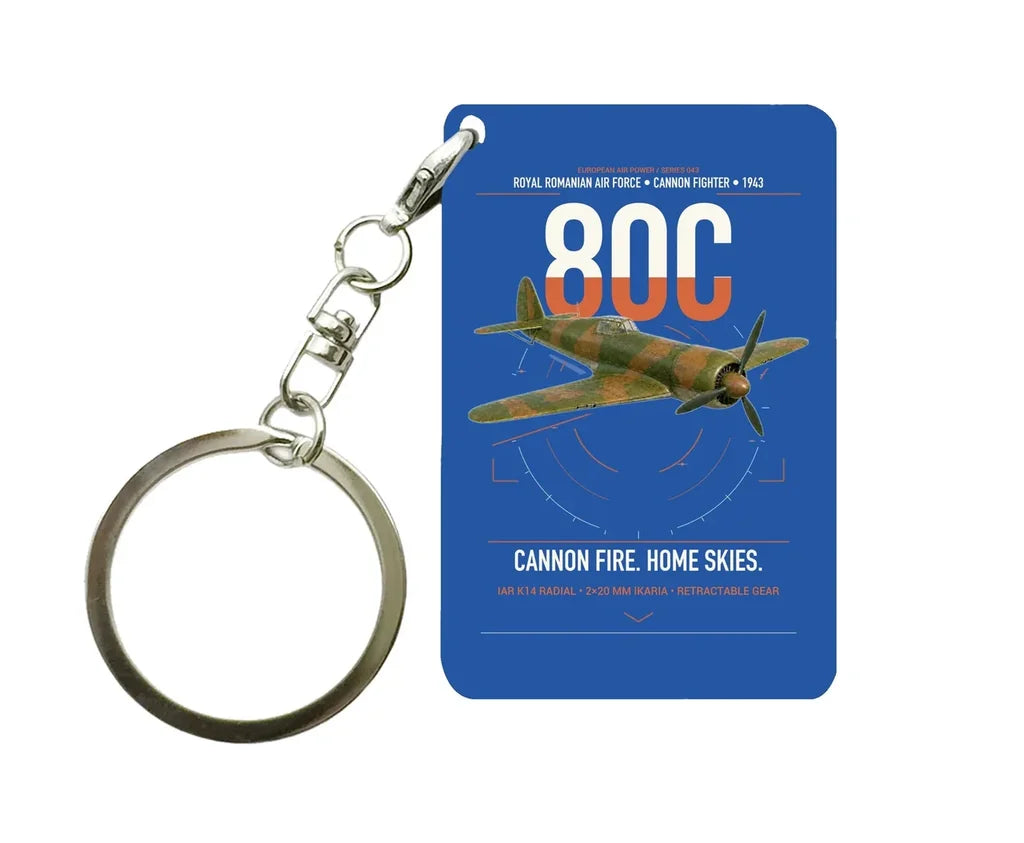 IAR 80C design on blue designed key chain, double-side print