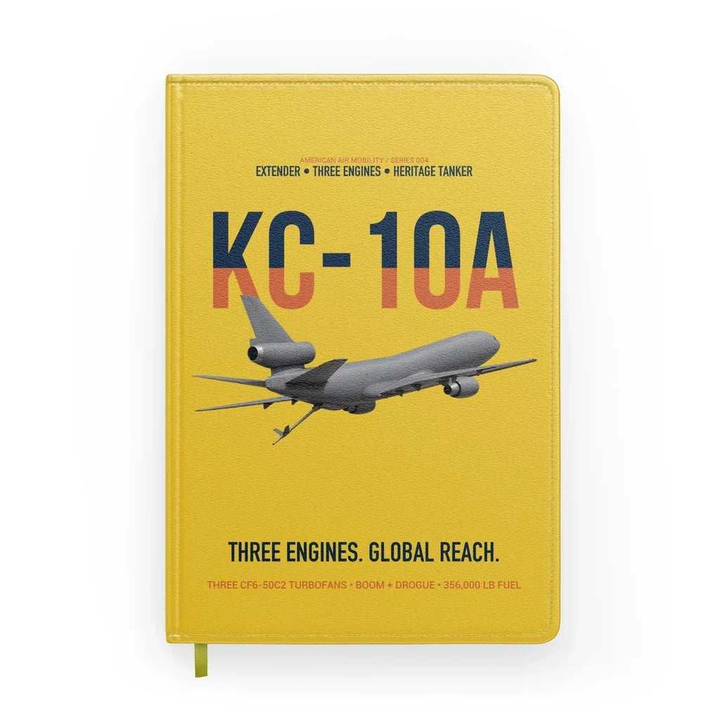KC-10A EXTENDER design on yellow notebook