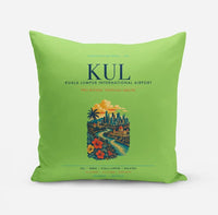 Thumbnail for Kuala Lumpur International Airport (KUL) design on light green pillow
