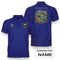 Thumbnail for VINTAGE G4066 - The River Gateway - Double-Side Polo T-Shirt design on blue+name