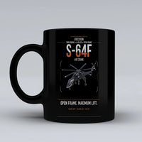 Thumbnail for Erickson S-64F Air Crane design on black ceramic mug, double-side print
