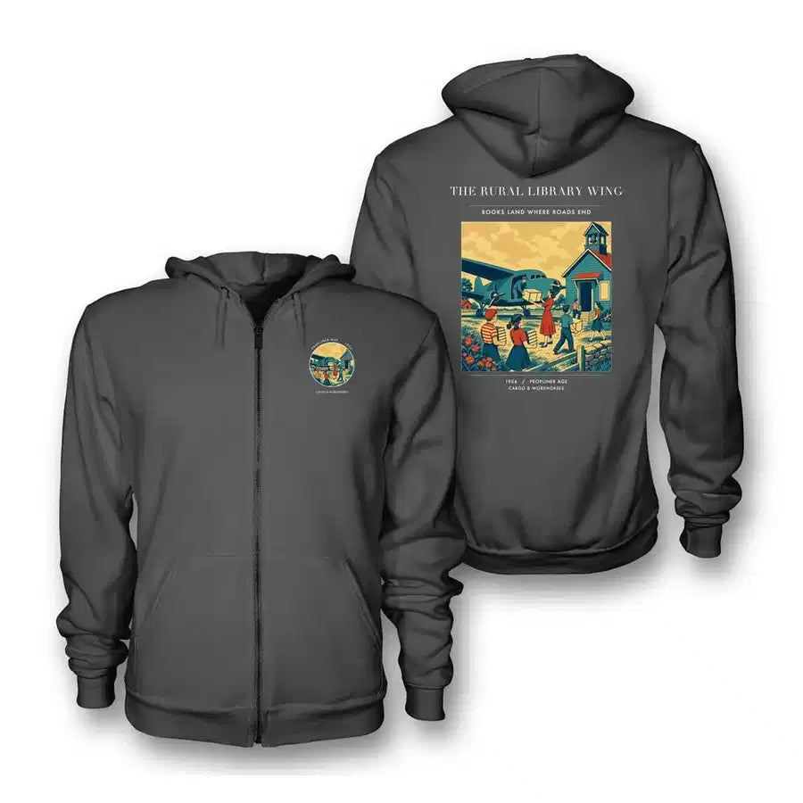 VINTAGE G4392 - The Rural Library Wing - Premium Zipped Hoodie design on darkgray