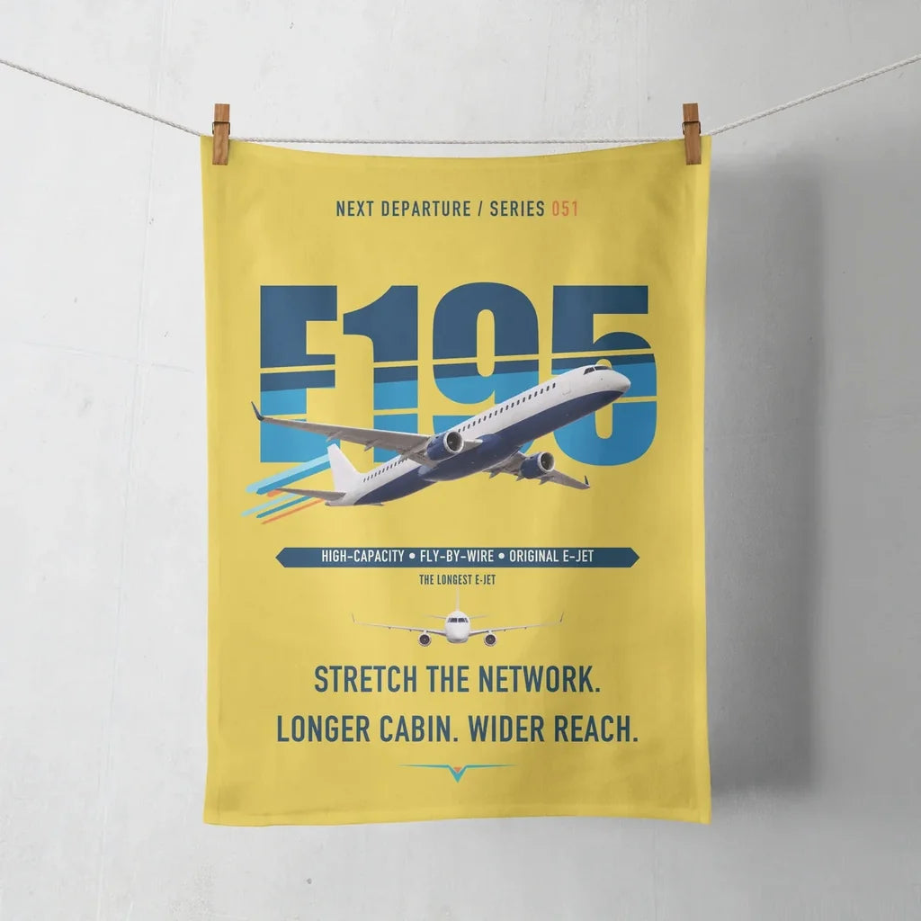 Embraer E195 design on yellow towel