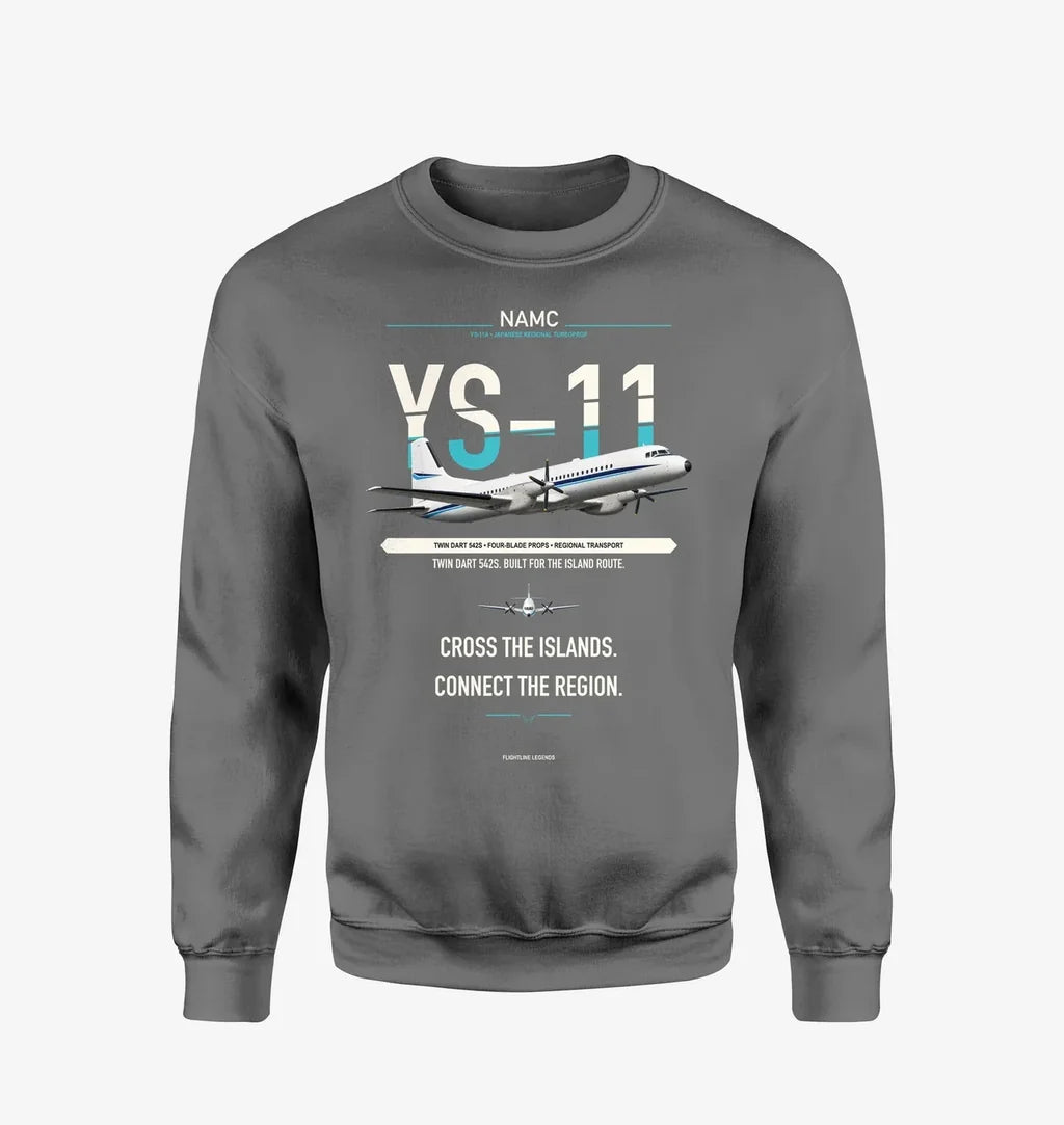 NAMC YS-11A design on gray sweatshirt