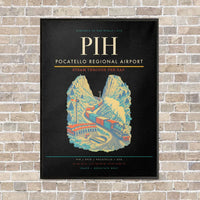 Thumbnail for Pocatello Regional Airport PIH vertical canvas print - framed - black background