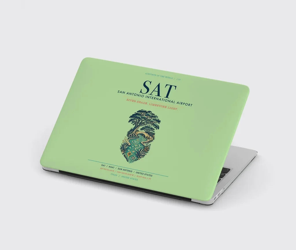 San Antonio International Airport (SAT) design on light green MacBook case