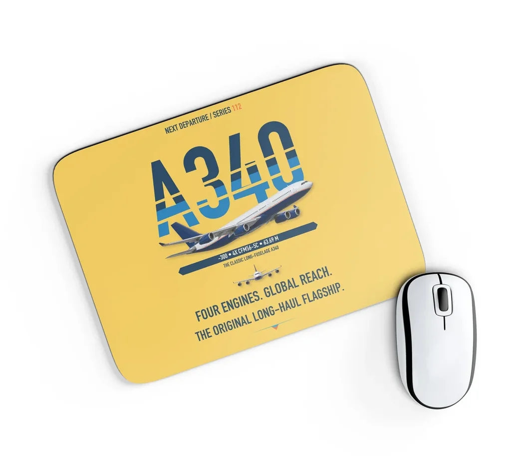 Airbus A340-300 design on yellow rectangle mouse pad