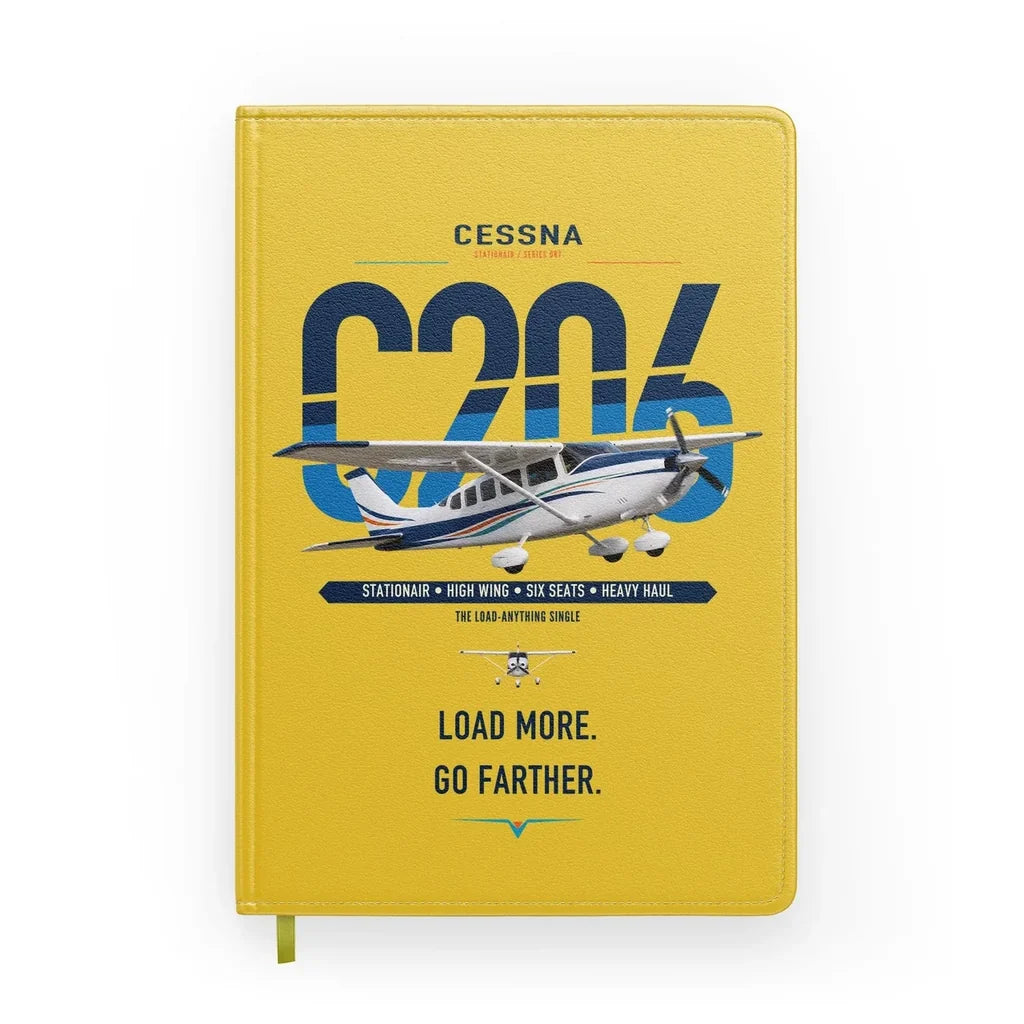Cessna 206 Stationair design on yellow notebook