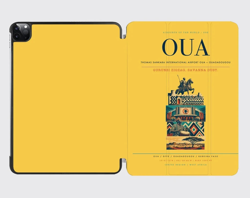 Thomas Sankara International Airport (OUA) design on yellow ipad tablet case