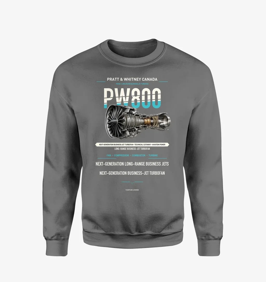 PW800 design on gray sweatshirt