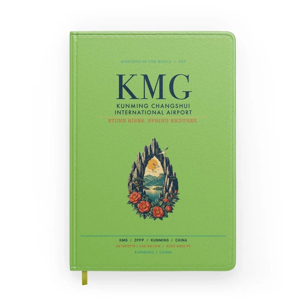 Kunming Changshui International Airport (KMG) design on light green notebook