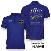 Thumbnail for Westland Lynx AH7 design on blue+name double-side polo t-shirt, double-side print