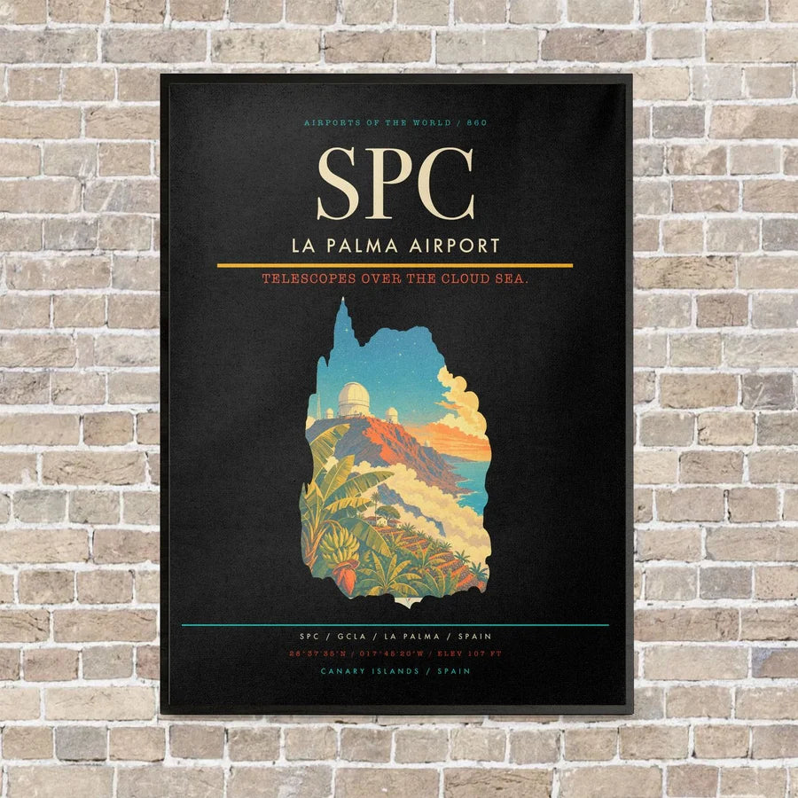 La Palma Airport SPC vertical canvas print - framed - black background