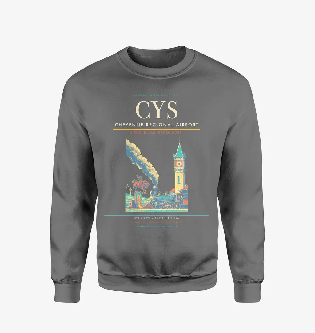 Cheyenne Regional Airport (CYS) design on gray sweatshirt