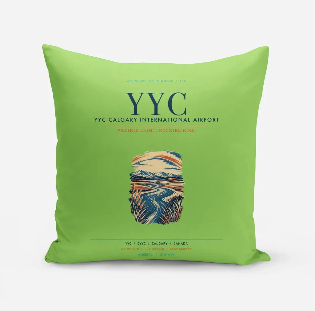 YYC Calgary International Airport (YYC) design on light green pillow