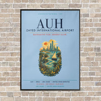 Thumbnail for Zayed International Airport Abu Dhabi AUH vertical canvas print - framed - light blue background