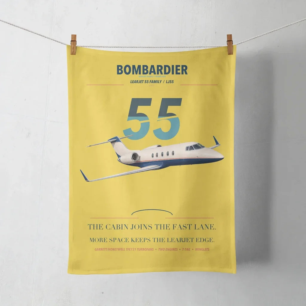 Bombardier Learjet 55 design on yellow towel