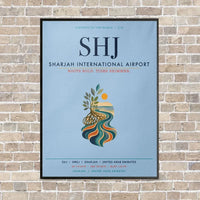 Thumbnail for Sharjah International Airport SHJ vertical canvas print - framed - light blue background