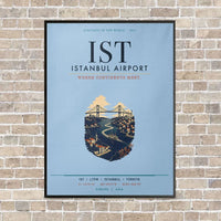 Thumbnail for Istanbul Airport IST vertical canvas print - framed - light blue background