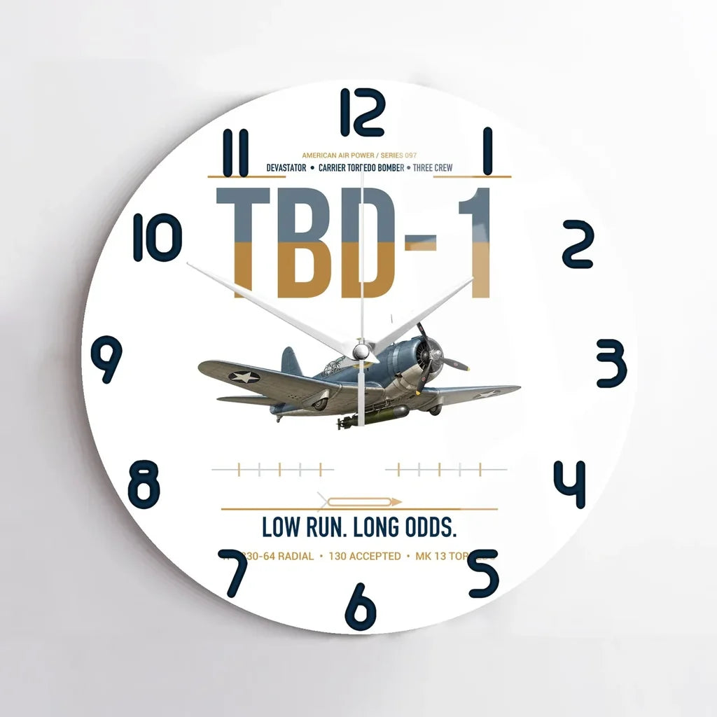 TBD-1 Devastator design on white no frame wall clock