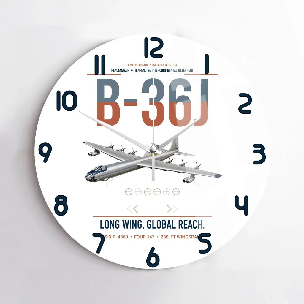 B-36J Peacemaker design on white no frame wall clock