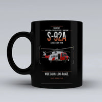 Thumbnail for Sikorsky S-92A design on black ceramic mug, double-side print