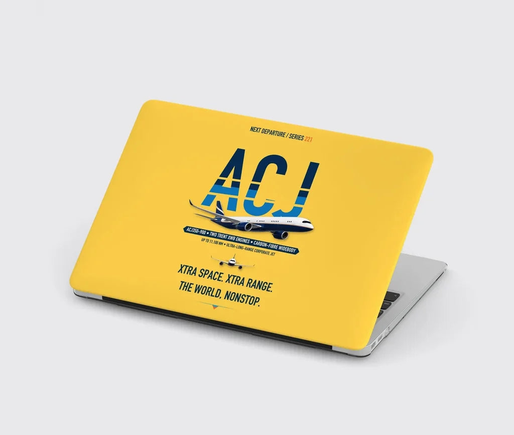 Airbus ACJ350 / exact ACJ350-900 design on yellow MacBook case