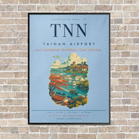 Thumbnail for Tainan Airport TNN vertical canvas print - framed - light blue background