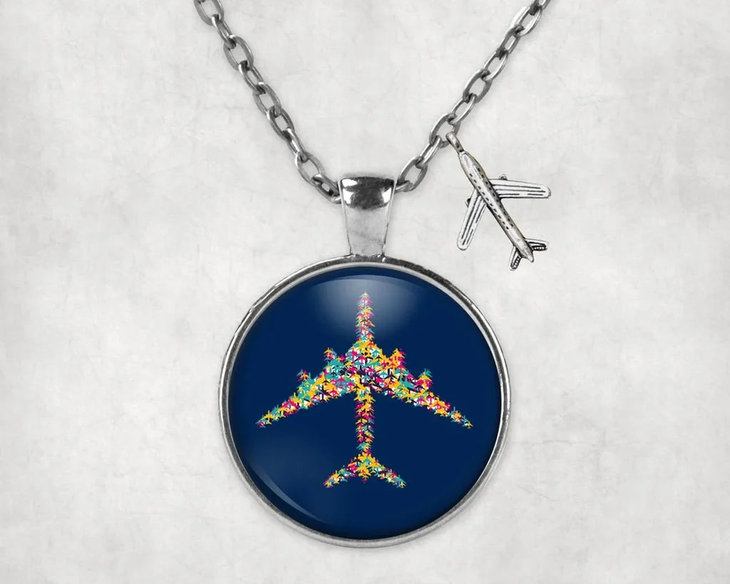 Colourful Airplane Necklace - view 3