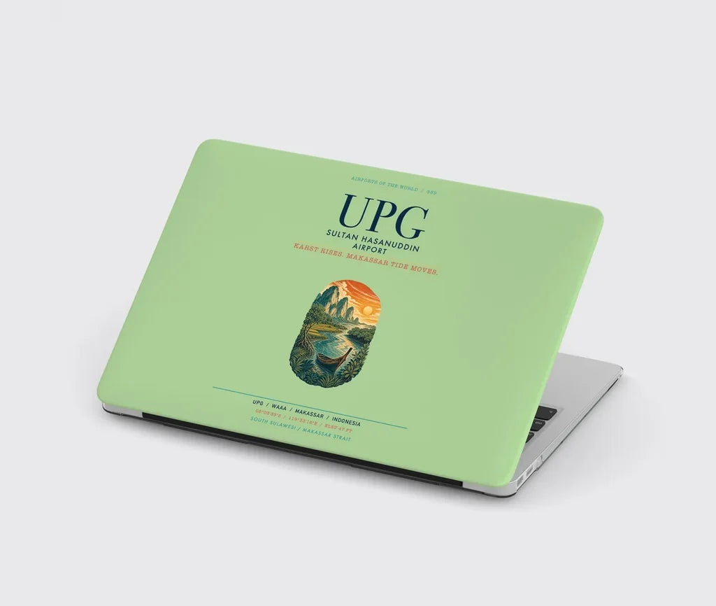 Sultan Hasanuddin Airport (UPG) design on light green MacBook case