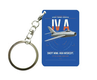 Thumbnail for Dassault Mystère IV A design on blue designed key chain, double-side print