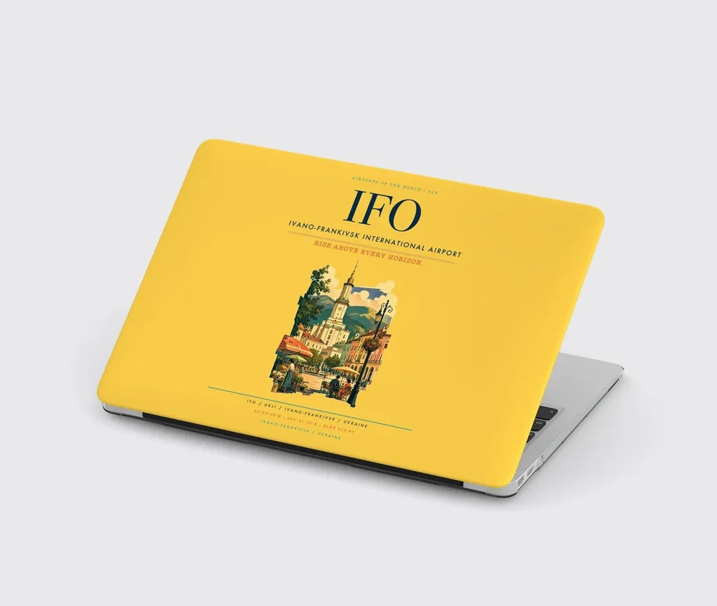 Ivano-Frankivsk International Airport (IFO) design on yellow MacBook case