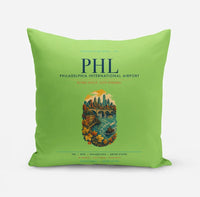 Thumbnail for Philadelphia International Airport (PHL) design on light green pillow