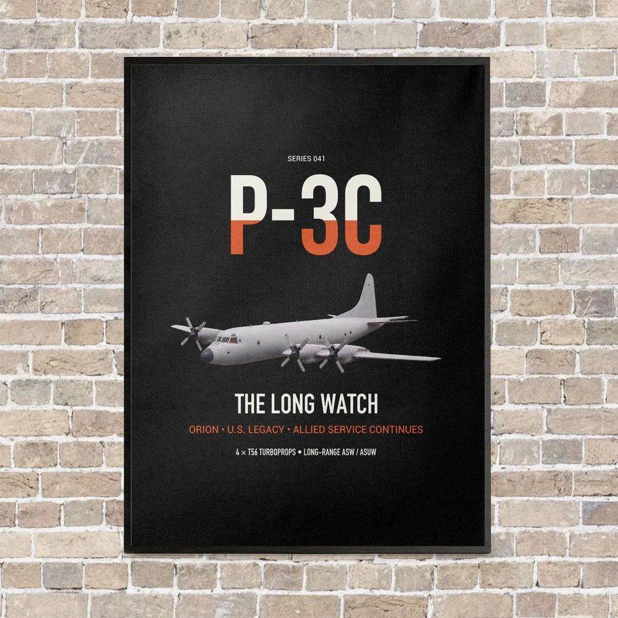 P-3C Orion vertical canvas print - framed - black background
