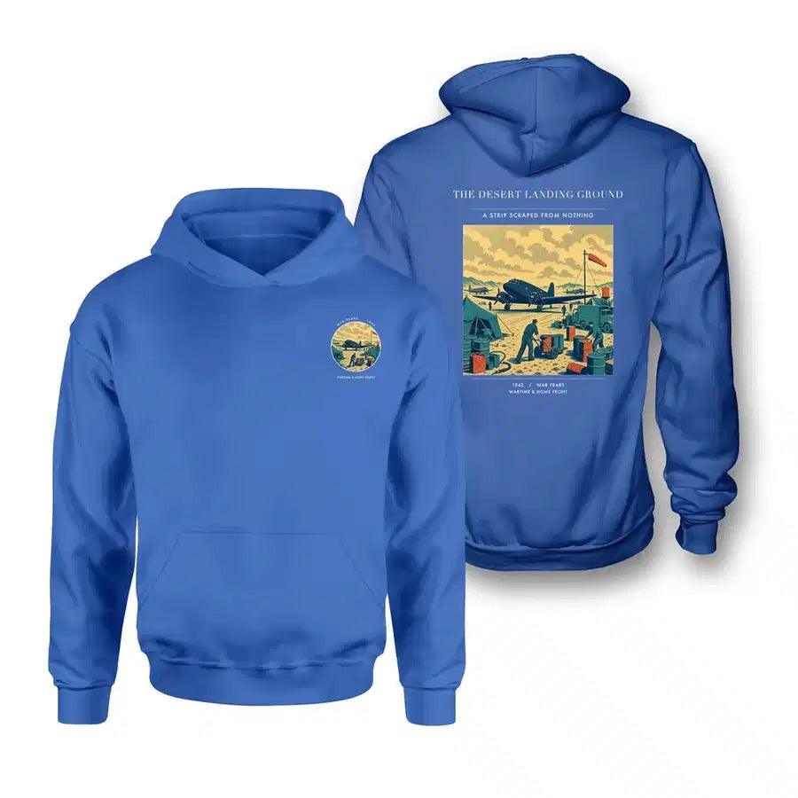 VINTAGE G4517 - The Desert Landing Ground - Double-Side Hoodie design on blue double side