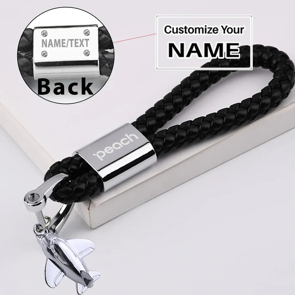 Customisable Peach Airlines Design Leather Car Key Chain - view 3
