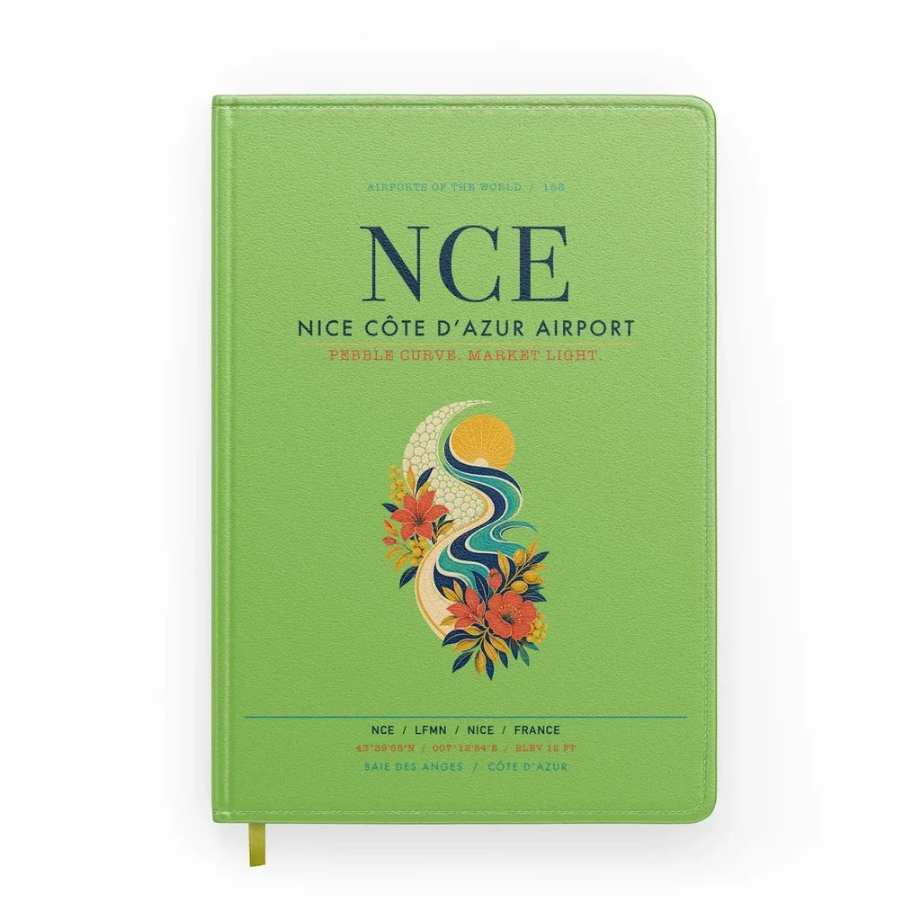 Nice Côte d’Azur Airport (NCE) design on light green notebook