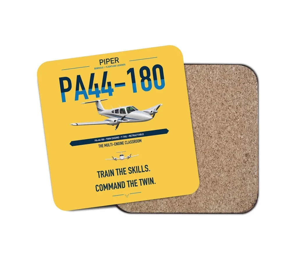 Piper PA-44-180 Seminole design on yellow 1 piece coaster