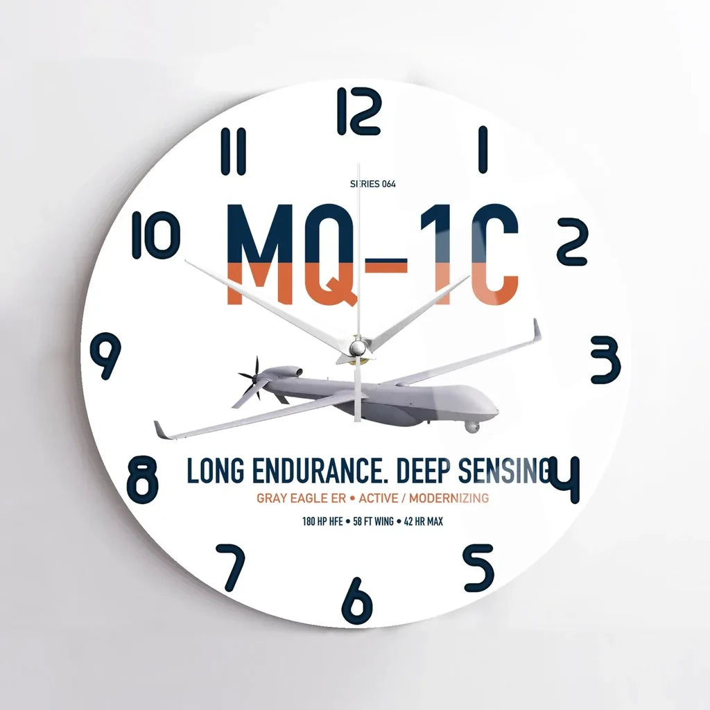 MQ-1C Gray Eagle ER design on white no frame wall clock