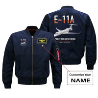 Thumbnail for E-11A BACN design on blue+name bomber jacket, double-side print