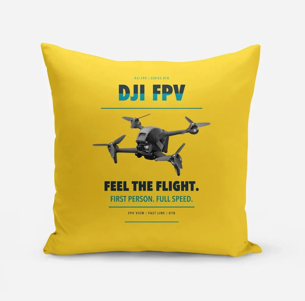DJI FPV design on yellow pillow