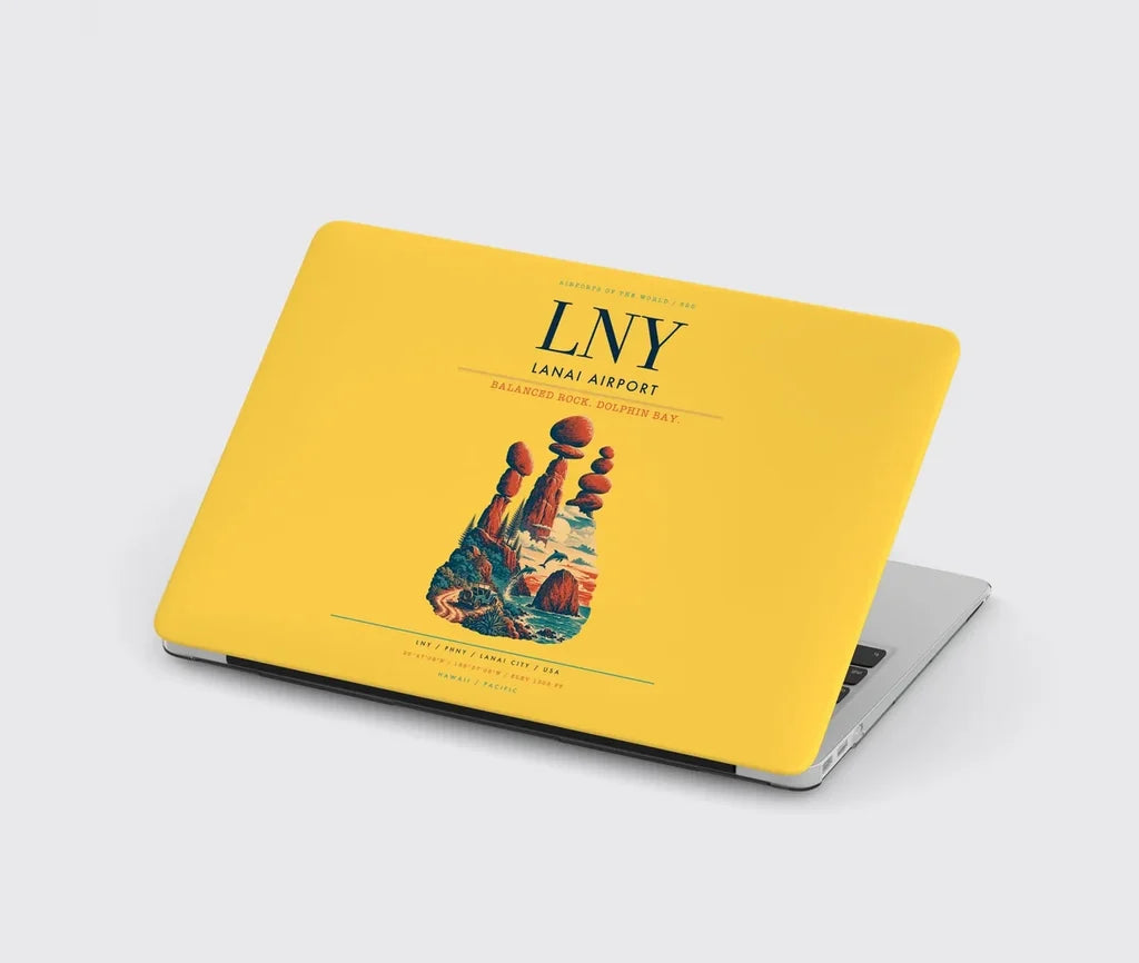 Lanai Airport (LNY) design on yellow MacBook case
