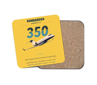 Thumbnail for Bombardier Challenger 350 design on yellow 1 piece coaster