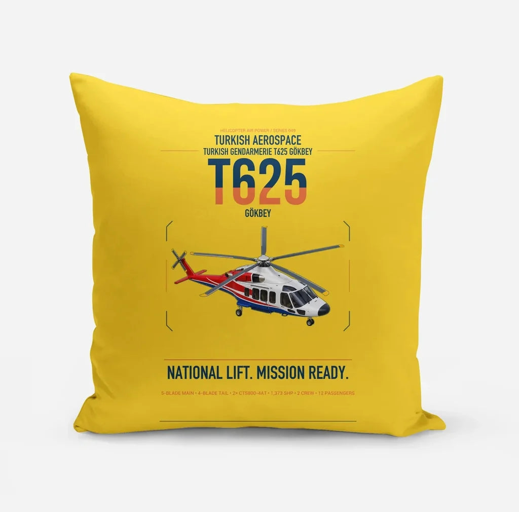 Turkish Aerospace T625 Gökbey design on yellow pillow