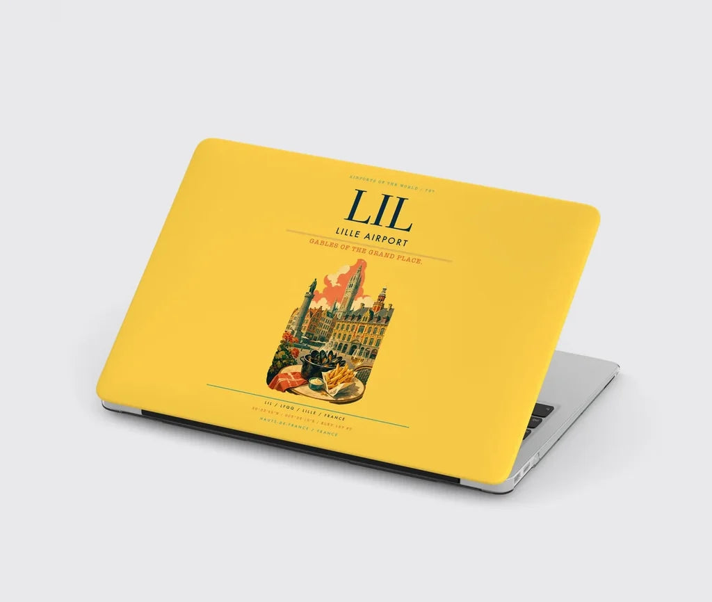 Lille Airport (LIL) design on yellow MacBook case