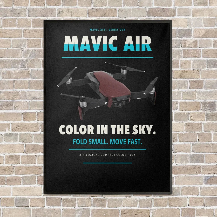 DJI Mavic Air vertical canvas print - framed - black background
