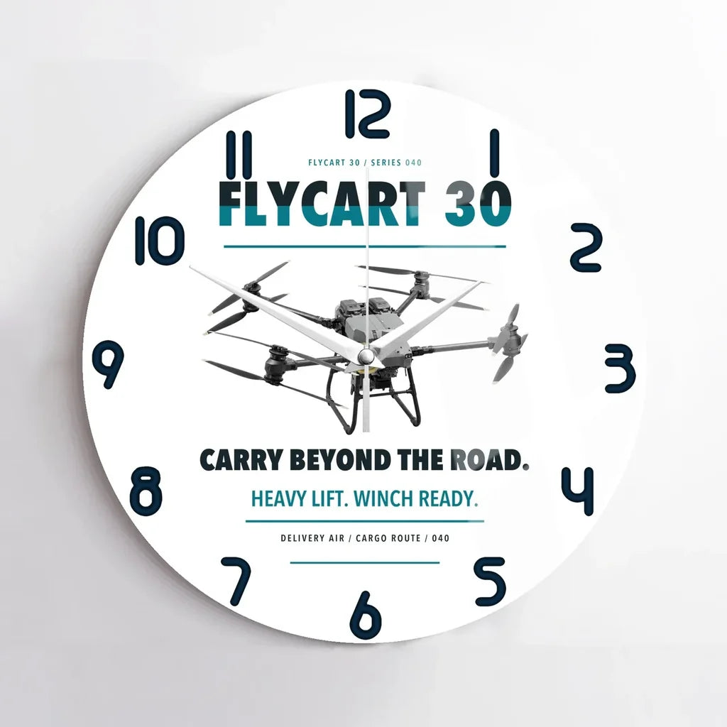 DJI FlyCart 30 design on white no frame wall clock