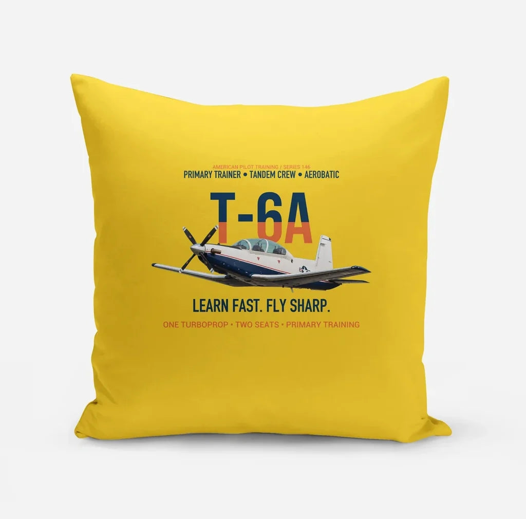 T-6A Texan II Train The Next Generation design on yellow pillow