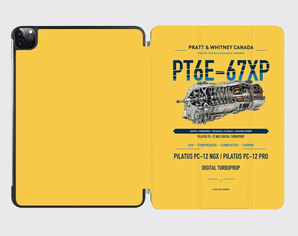 PT6E-67XP design on yellow ipad tablet case