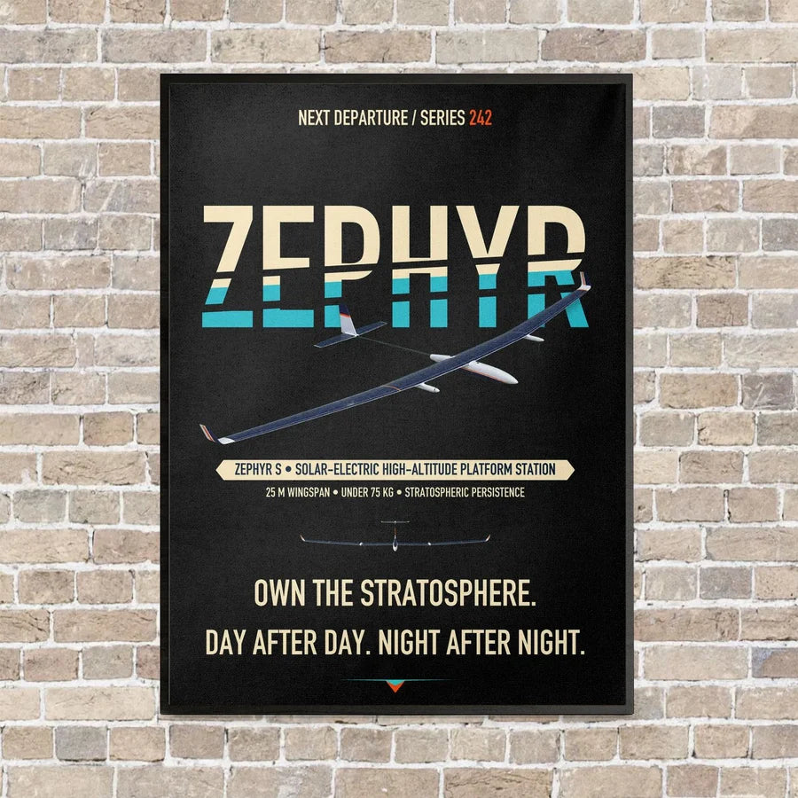Airbus Zephyr S vertical canvas print - framed - black background